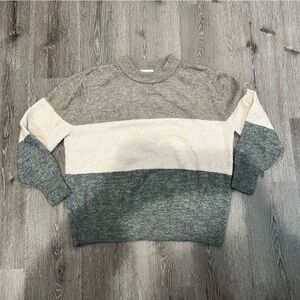 Colorblock Sweater - Beige, Gray, and Cream